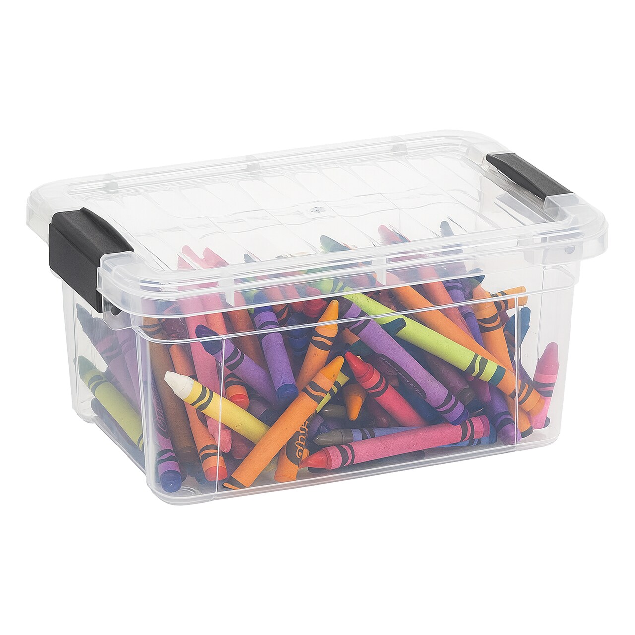 Superio Mini Plastic Crayon Box Storage Container Clear Plastic Bin with Lid Organizing Box 1.05 Qt.